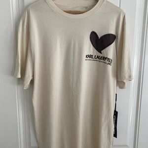 Karl Lagerfeld Cream Shirt with Black Heart Stitching
